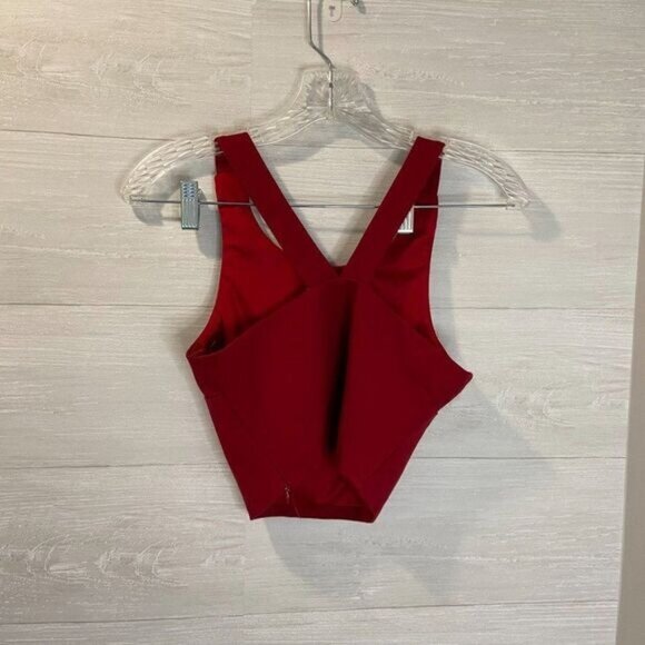 Hunxin Women's Sexy Sleeveless‎ Red Crop Cami Tank Top - Picture 4 of 5